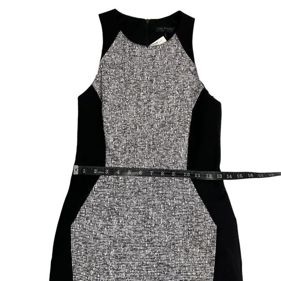Rag & Bone XSmall Women's White & Black Weave Pattern Bodycon Sheath Dress* - Picture 9 of 11